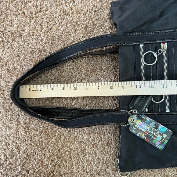 Coach 13826 Poppy Op Art Black Canvas Leather Tote Shoulder Hand Bag Purse EUC - Picture 15 of 16